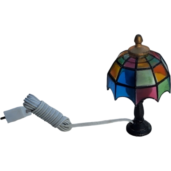 Dollhouse Miniature Tiffany Table Lamp 2 Inches - Picture 1 of 5